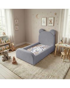 Cama Montessoriana Juvenil Segura e Confortável Soft com Colchão Cinza