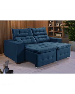 Sofá Retratil Reclinável Pillow 1,90 Veludo Azul